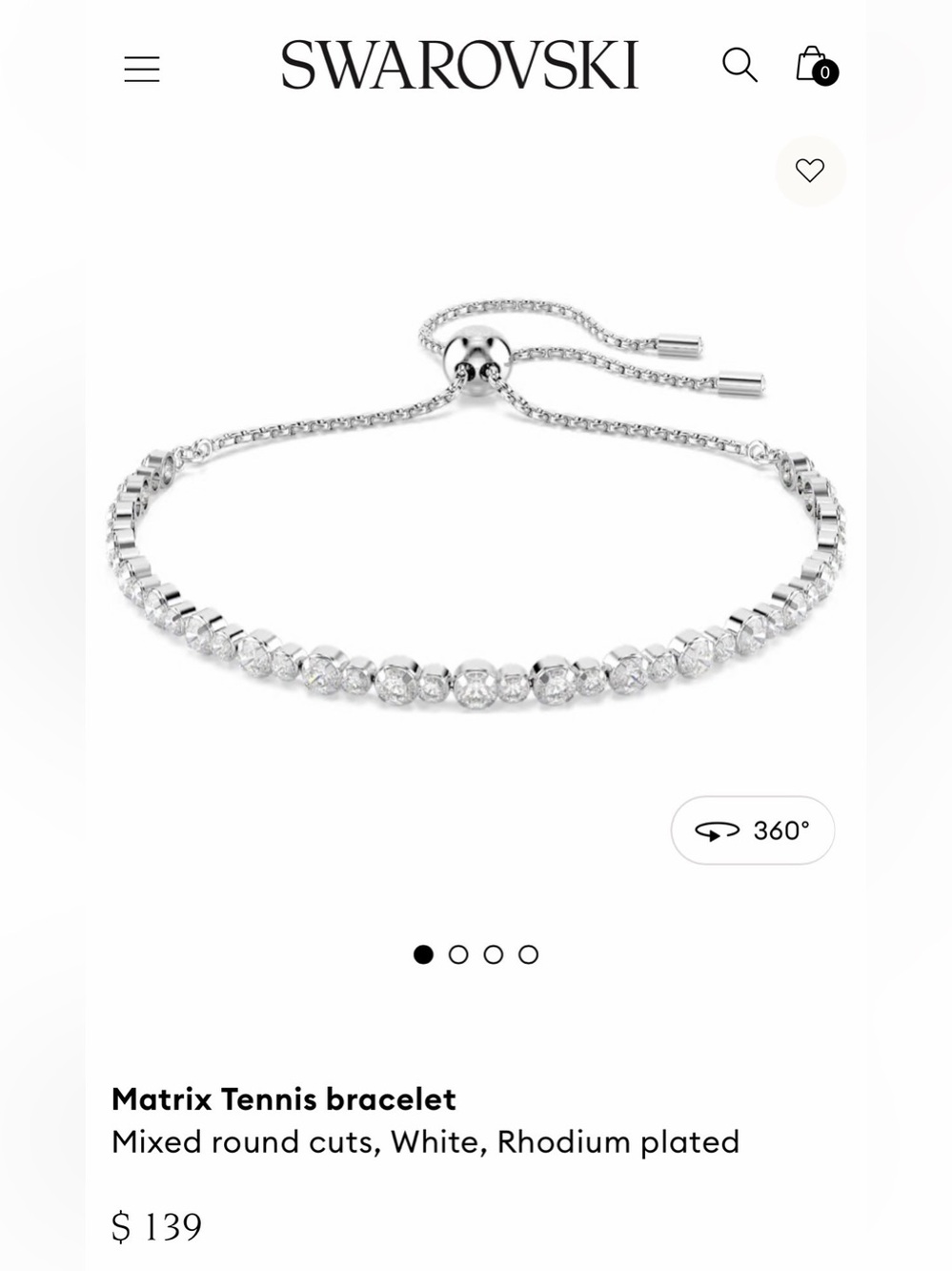 Swarovski 🦢💎White Crystal Slider Tennis Bracelet